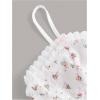 imageOYOANGLE Womens Textured Ditsy Floral Crop Cami Top Boho Frilled Trim V Neck Sleeveless TopsWhite