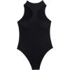 imageOYOANGLE Womens Zip Up Racer Back One Piece Swimsuit Crew Neck Sleeveless Monokini SwimwearBlack