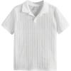 imageOYOANGLE Boys Short Sleeve Collar Neck Cable Knitted Solid Plain Golf Uniform ShirtWhite