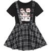 imageOYOANGLE Girls 2 Piece Outfits TShirt ampamp Overall Skirt Set Clothing SetsBlack