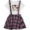 imageOYOANGLE Girls 2 Piece Outfits TShirt ampamp Overall Skirt Set Clothing SetsRed and Black