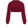 imageOYOANGLE Girls Long Sleeve Drop Shoulder High Low Asymmetrical Hem Crop Hoodie TopBurgundy