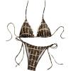 imageOYOANGLE Womens 2 Piece Plaid Print Bikini Set Low Waist Triangle Tie Back Halter Swimsuit Beach WearMulticolor