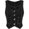 imageOYOANGLE Womens Button Front Denim Vest Tank Top Scoop Neck Sleeveless Jean WaistcoatBlack