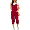 imageOYOANGLE Womens Causal Sleeveless Harem Leg Suspender Cami Jumpsuit Long Romper with PocketsRed