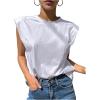 imageOYOANGLE Womens Crew Neck Tank Tops Sleeveless Shoulder Padded Loose Casual Summer Tee ShirtsWhite