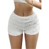 imageOYOANGLE Womens Lace Trim Y2K Mini Shorts Drop Waist Skinny Shorts Cute Pumpkin PantsWhite