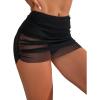 imageOYOANGLE Womens Mesh Sheer High Waisted Ruched Short Swim Skirt Swimsuit Bikini BottomsBlack