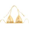 imageOYOANGLE Womens Metallic Halter Bikini Tops Self Tie Backless Swimsuit Triangle TopGold