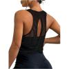 imageOYOANGLE Womens Sheer Open Back Sports Tank Top Sleeveless Twist Ruched Workout Tops Sleeveless Yoga ShirtsBlack