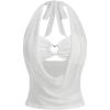 imageOYOANGLE Womens Summer Sheer Halter Crop Top Y2K Sleeveless Mesh Top Going Out ClubwearWhite