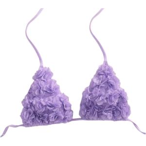 imageOYOANGLE Womens Floral Appliques Bikini Top Triangle Halter Bathing Suit Tops SwimsuitsPurple