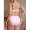 imageOYOANGLE Womens 2 Piece Lingerie Sets Bow Lace Frill Trim Underwire Bra and Panties SetPink