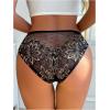 imageOYOANGLE Womens Floral Lace Mesh Briefs Panties Breathable Comfortable Mid Rise UnderwearBlack