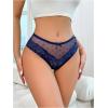 imageOYOANGLE Womens Floral Lace Mesh Briefs Panties Breathable Comfortable Mid Rise UnderwearBlue