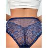 imageOYOANGLE Womens Floral Lace Mesh Briefs Panties Breathable Comfortable Mid Rise UnderwearBlue