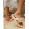 imageOYOANGLE Womens Flower Appliques Flip Flops Open Toe Nonslip Slide On Thong Sandals Comfy Flat Beach SlippersBeige