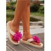 imageOYOANGLE Womens Flower Appliques Flip Flops Open Toe Nonslip Slide On Thong Sandals Comfy Flat Beach SlippersHot Pink