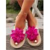 imageOYOANGLE Womens Flower Appliques Flip Flops Open Toe Nonslip Slide On Thong Sandals Comfy Flat Beach SlippersHot Pink