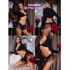 imageOYOANGLE Womens Lace Sheer Bowknot Thong Panties Low Rise Ruffle Lingerie UnderwearBlack