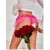 imageOYOANGLE Womens Lace Sheer Bowknot Thong Panties Low Rise Ruffle Lingerie UnderwearHot Pink