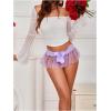 imageOYOANGLE Womens Lace Sheer Bowknot Thong Panties Low Rise Ruffle Lingerie UnderwearPurple