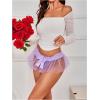 imageOYOANGLE Womens Lace Sheer Bowknot Thong Panties Low Rise Ruffle Lingerie UnderwearPurple