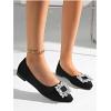 imageOYOANGLE Womens Rhinestone Ballet Flats Pointed Toe Slip On Elegant Casual Work Office Flat ShoesBlack
