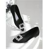 imageOYOANGLE Womens Rhinestone Ballet Flats Pointed Toe Slip On Elegant Casual Work Office Flat ShoesBlack