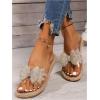 imageOYOANGLE Womens Rhinestone Sparkly Bow Slide Sandals Open Toe Clear Flat Sandal Dressy Casual SlippersClear