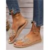 imageOYOANGLE Womens Rhinestone Sparkly Bow Slide Sandals Open Toe Clear Flat Sandal Dressy Casual SlippersClear
