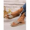 imageOYOANGLE Womens Rhinestone Sparkly Bow Slide Sandals Open Toe Clear Flat Sandal Dressy Casual SlippersClear