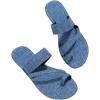 imageOYOANGLE Womens Demin Toe Ring Flat Sandals Strappy Casual Trendy Outdoor Slippers Summer Slip OnBlue