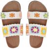 imageOYOANGLE Womens Floral Crochet Sandals Open Toe Double Strap Flat Sandals Slip On Outdoor Casual SlidesWhite and Yellow