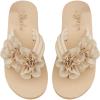 imageOYOANGLE Womens Flower Appliques Flip Flops Open Toe Nonslip Slide On Thong Sandals Comfy Flat Beach SlippersBeige