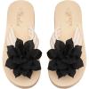 imageOYOANGLE Womens Flower Appliques Flip Flops Open Toe Nonslip Slide On Thong Sandals Comfy Flat Beach SlippersBlack