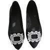 imageOYOANGLE Womens Rhinestone Ballet Flats Pointed Toe Slip On Elegant Casual Work Office Flat ShoesBlack