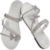 imageOYOANGLE Womens Rhinestone Butterfly Flat Sandals Strappy Open Toe Slip On Slides Casual Elegant SlippersWhite