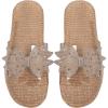 imageOYOANGLE Womens Rhinestone Sparkly Bow Slide Sandals Open Toe Clear Flat Sandal Dressy Casual SlippersClear