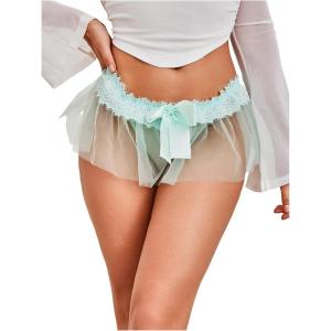 imageOYOANGLE Womens Lace Sheer Bowknot Thong Panties Low Rise Ruffle Lingerie UnderwearMint Green