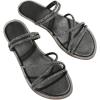 imageOYOANGLE Womens Rhinestone Strappy Open Toe Slide Sandals Slip on Casual Flat SandalsBlack