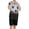imageOYOANGLE Mens Casual Short Sleeve Tropical Print Collared Button Down Hawaiian ShirtsBlack White
