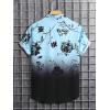 imageOYOANGLE Mens Casual Short Sleeve Tropical Print Collared Button Down Hawaiian ShirtsBlack and Light Blue