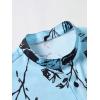 imageOYOANGLE Mens Casual Short Sleeve Tropical Print Collared Button Down Hawaiian ShirtsBlack and Light Blue