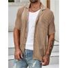 imageOYOANGLE Mens Mesh Sheer Short Sleeve Button Down Shirts Beach Vacation Shirt Party Crochet TopsBrown