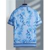 imageOYOANGLE Mens Short Sleeve Hawaiian Shirts Floral Button Down Shirt Summer Beach TopsBlue
