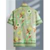 imageOYOANGLE Mens Short Sleeve Hawaiian Shirts Floral Button Down Shirt Summer Beach TopsGreen