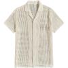 imageOYOANGLE Mens Mesh Sheer Short Sleeve Button Down Shirts Beach Vacation Shirt Party Crochet TopsApricot