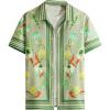imageOYOANGLE Mens Short Sleeve Hawaiian Shirts Floral Button Down Shirt Summer Beach TopsGreen