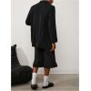 imageOYOANGLE Mens Pleated Crop Suit Loose Shorts Solid Straight Leg Summer Groom Casual Dress ShortsBlack